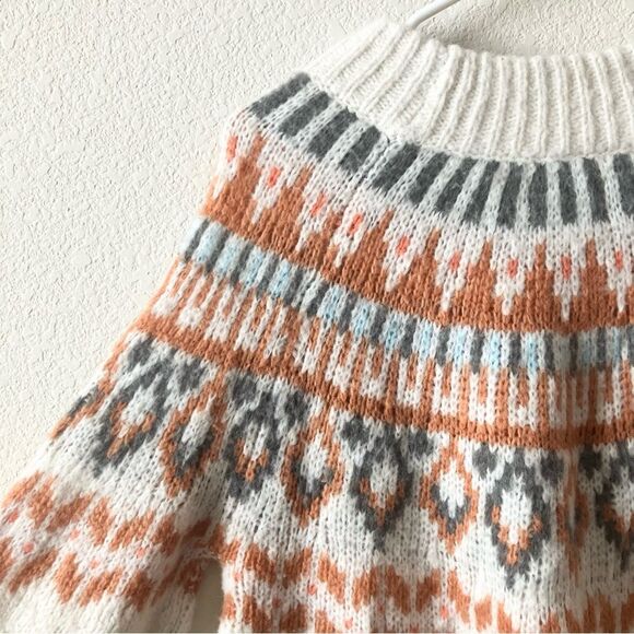 Aerie Casual Comfy Fair Isle Heather Frost Chunky Knit Round Neck Sweater S - Picture 6 of 8